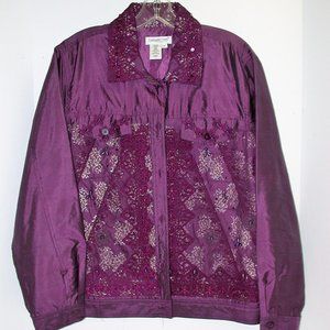Coldwater Creek Women's Embellished Collared Jacket ~ Byzantium Purple  Size 1X